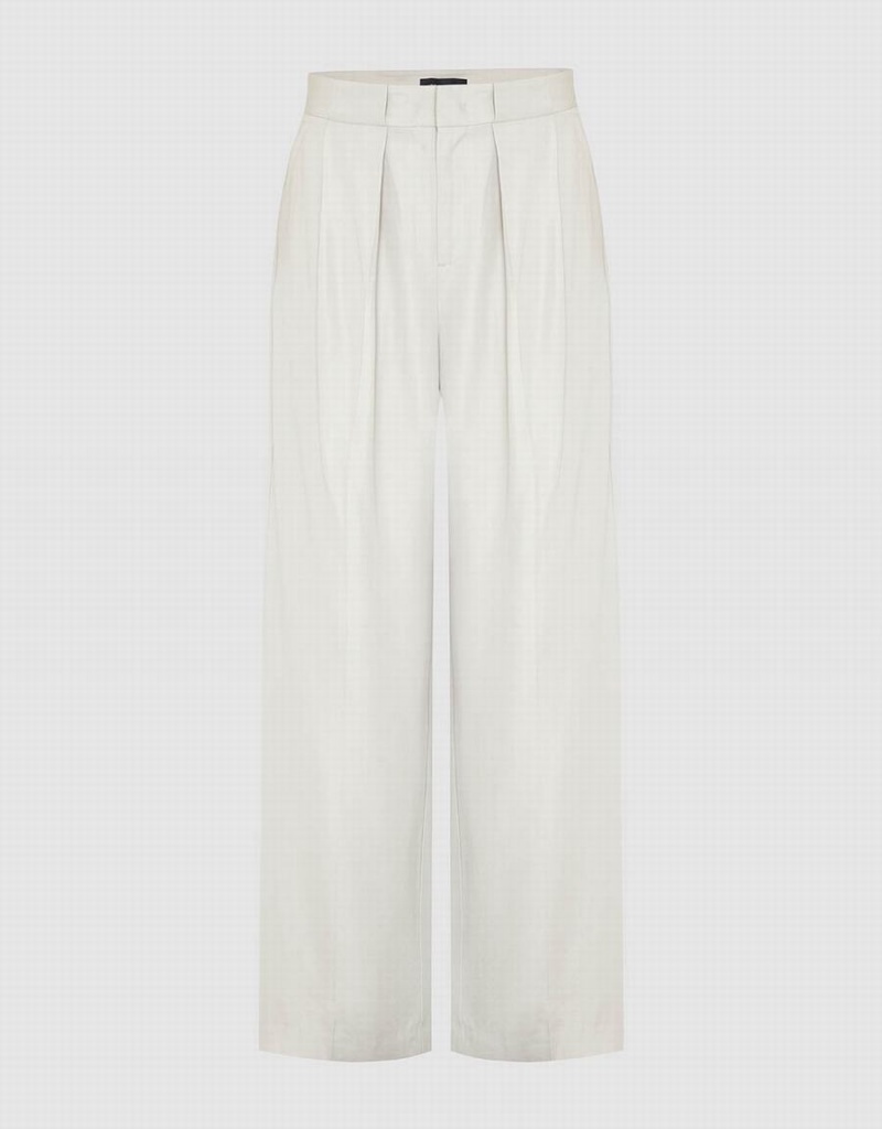 White Women\'s Urban Revivo Tailored Straight Pants | WVD6056VQ