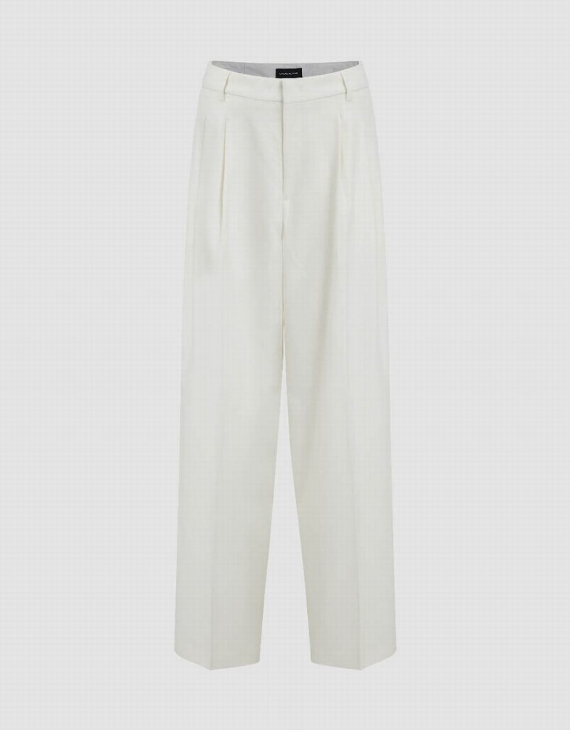 White Women\'s Urban Revivo Tailored Wide-Leg Pants | NBH3139RS