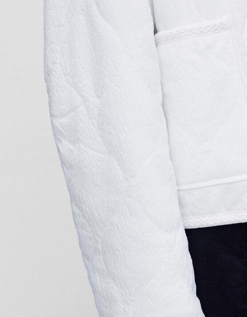 White Women's Urban Revivo Textured Contrast Tim Winter Coats | YXJ2649KN