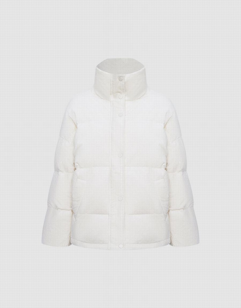 White Women's Urban Revivo Textured Down Down Jackets | XTM5182UE