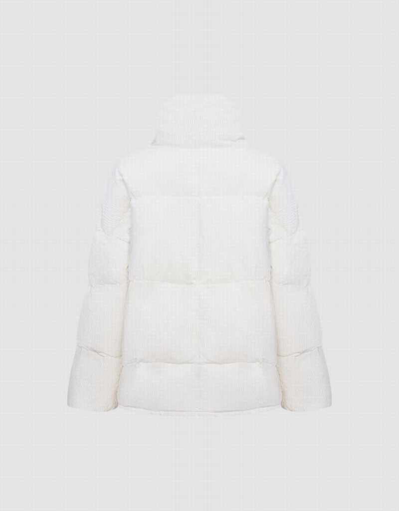 White Women's Urban Revivo Textured Down Down Jackets | XTM5182UE