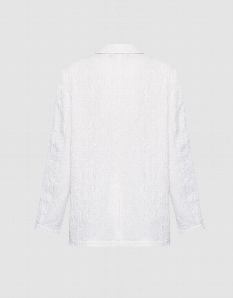 White Women's Urban Revivo Textured Single Breasted Blazers | NJX2862QS