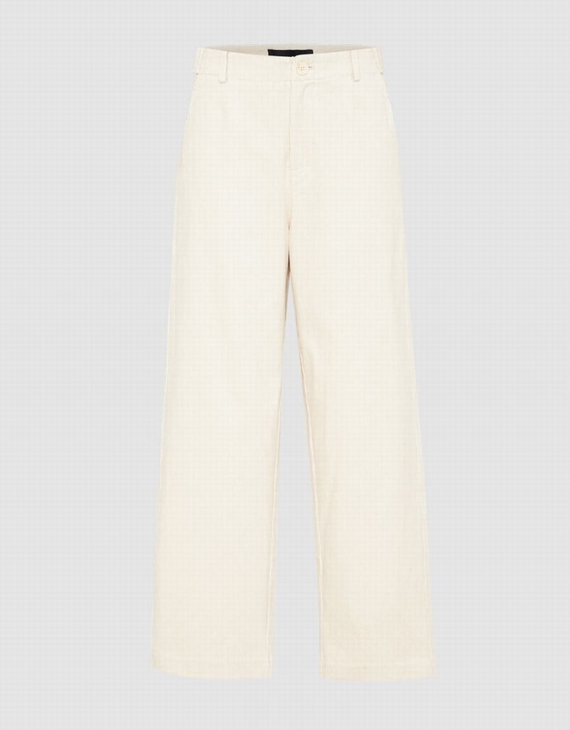 White Women\'s Urban Revivo Textured Wide-Leg Pants | CAA7775MT