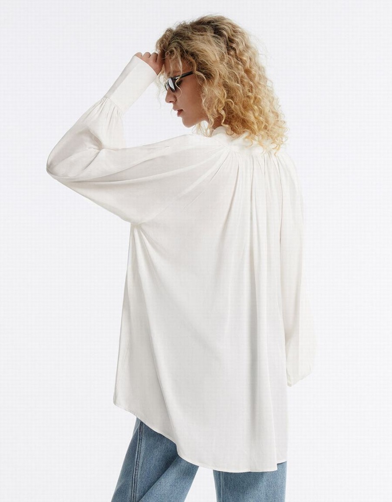 White Women's Urban Revivo Tie Front Blouse | CDM9673AL