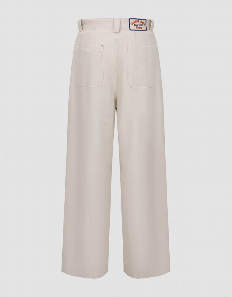 White Women's Urban Revivo Wide-Leg Pants | ZUP214AI