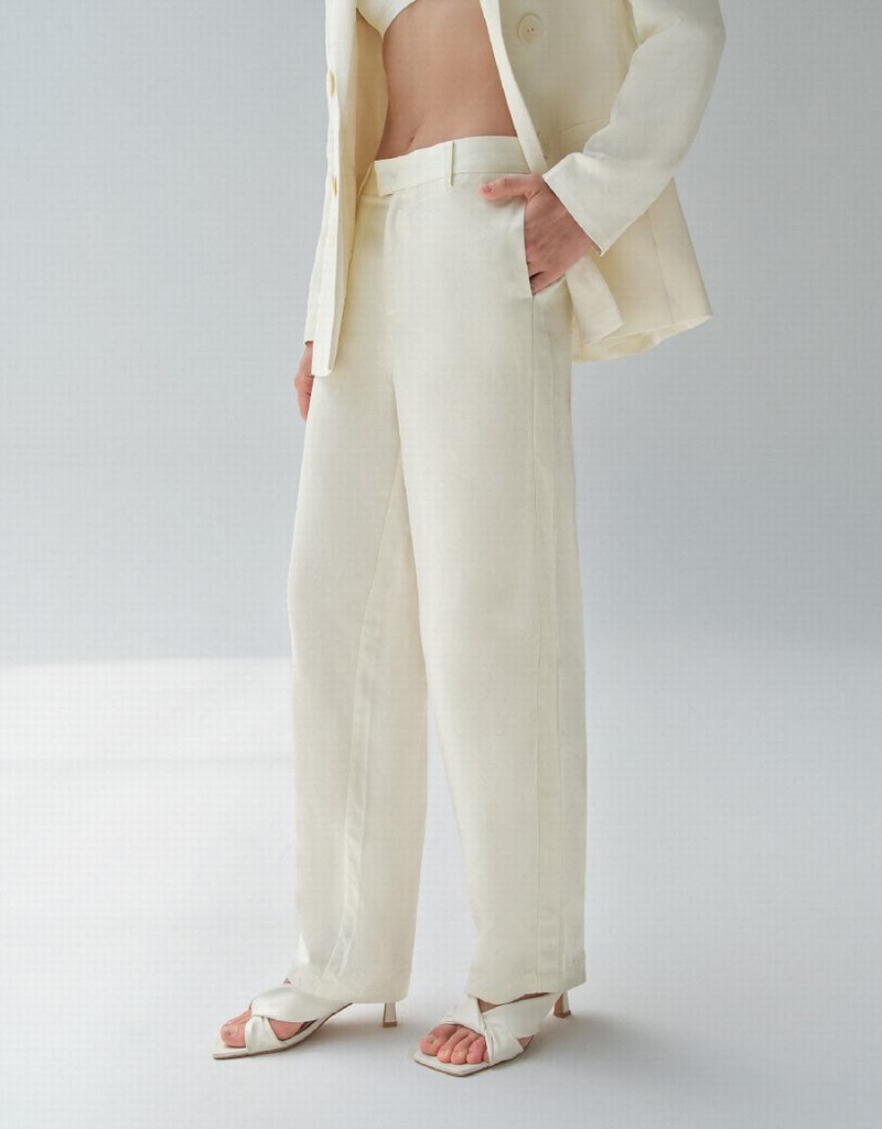 White Women's Urban Revivo Wide-Leg Pants | MTL3842BT