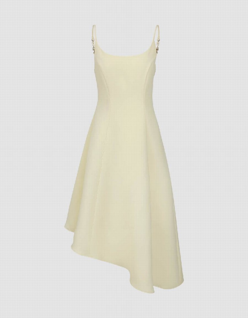 Yellow Women's Urban Revivo Asymmetric Off-Shoulder A-Line Cami Dress | UFP9256RI