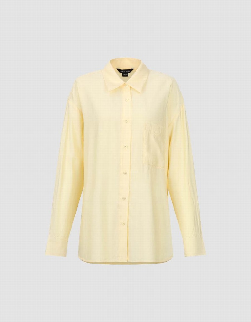 Yellow Women's Urban Revivo Button Up Straight Shirts | MYL273QZ