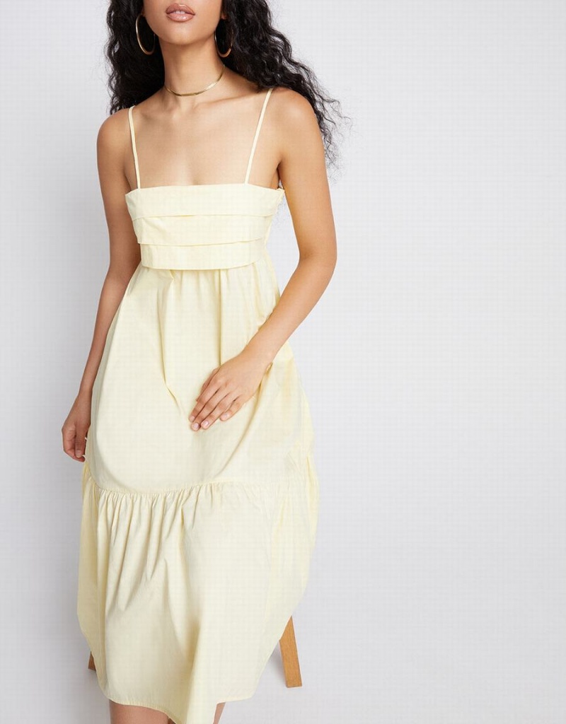 Yellow Women's Urban Revivo Cami Ruffle Hem Midi Dress | LJH1594JE