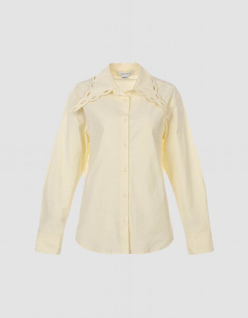 Yellow Women's Urban Revivo Collared Neck Lapel Shirts | WZZ1122YR