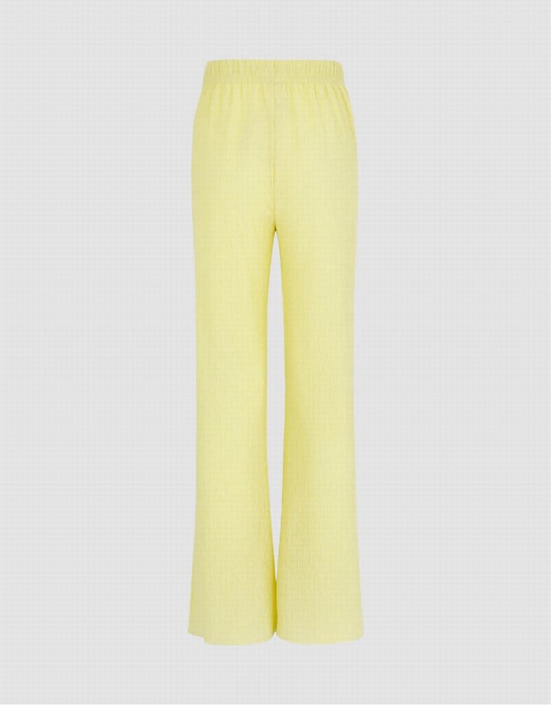 Yellow Women's Urban Revivo Elastic Waist Knitted Flare Pants | VBZ2691KD