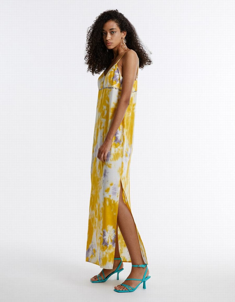 Yellow Women's Urban Revivo Flowy Floral Dress | QZM6855PH