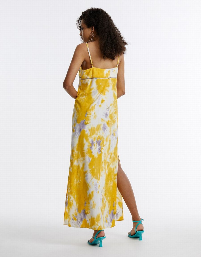 Yellow Women's Urban Revivo Flowy Floral Dress | QZM6855PH