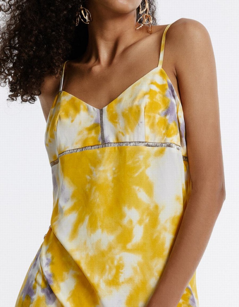 Yellow Women's Urban Revivo Flowy Floral Dress | QZM6855PH