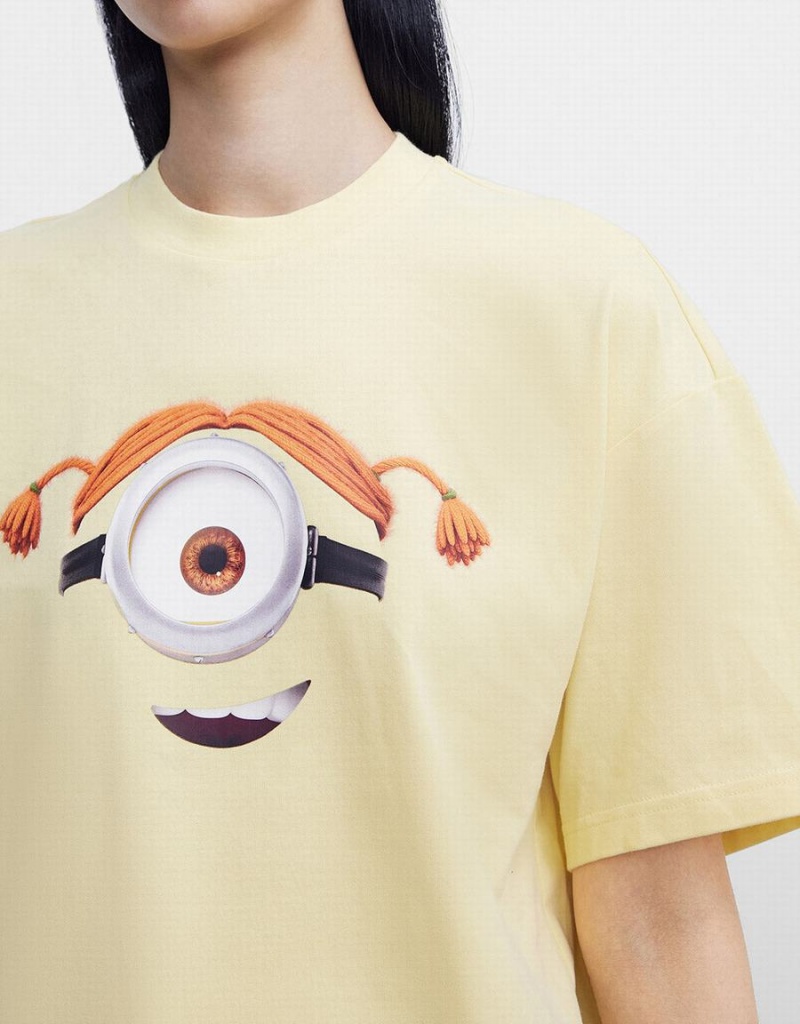 Yellow Women's Urban Revivo Minions T Shirts | MUX9980NS