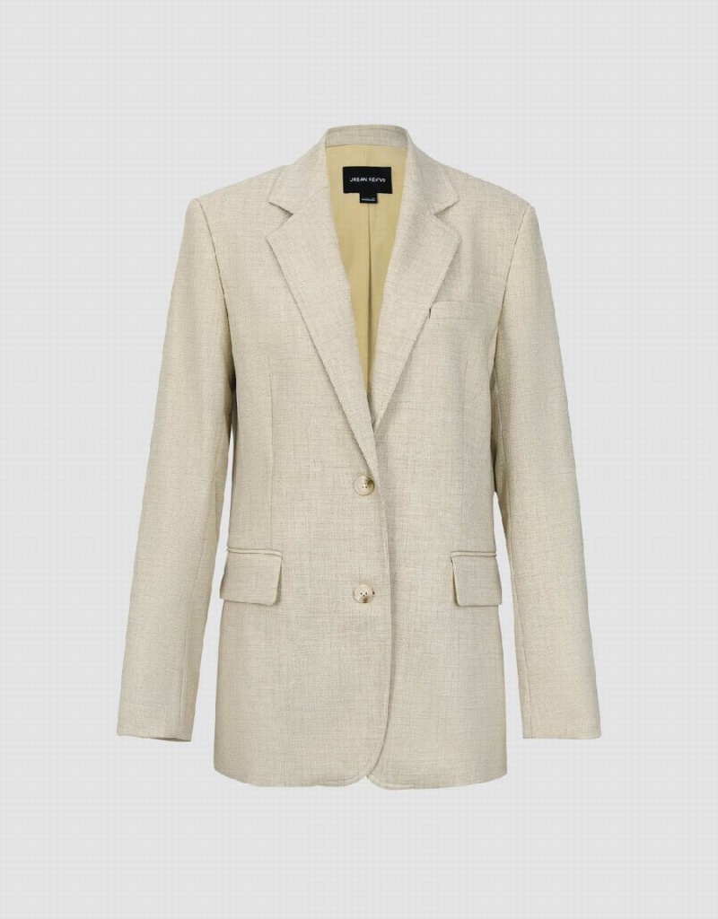 Yellow Women's Urban Revivo Notch Lapel Tailored Blazers | UZX8382GA