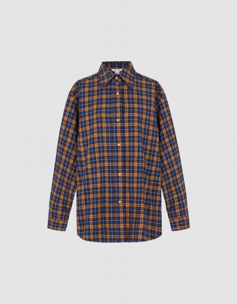 Yellow Women's Urban Revivo Plaid Shirts | KER1628XZ