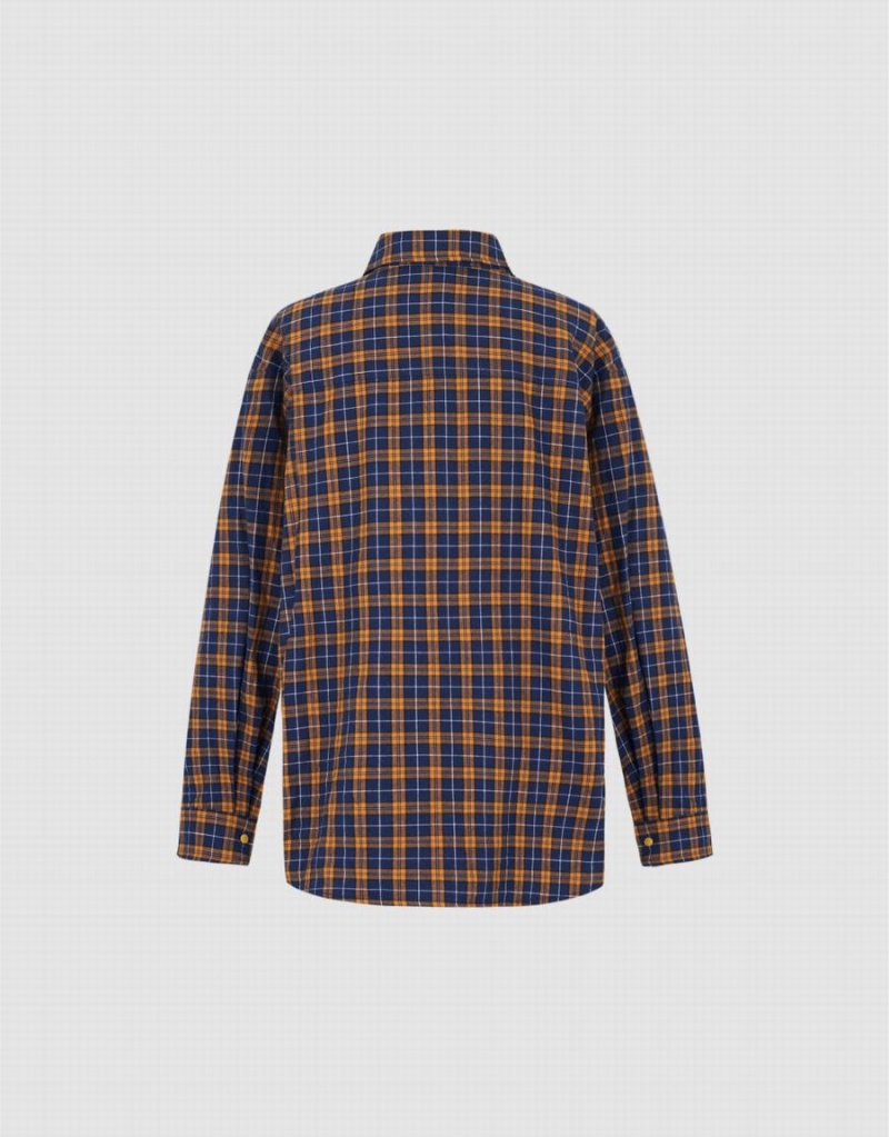 Yellow Women's Urban Revivo Plaid Shirts | KER1628XZ