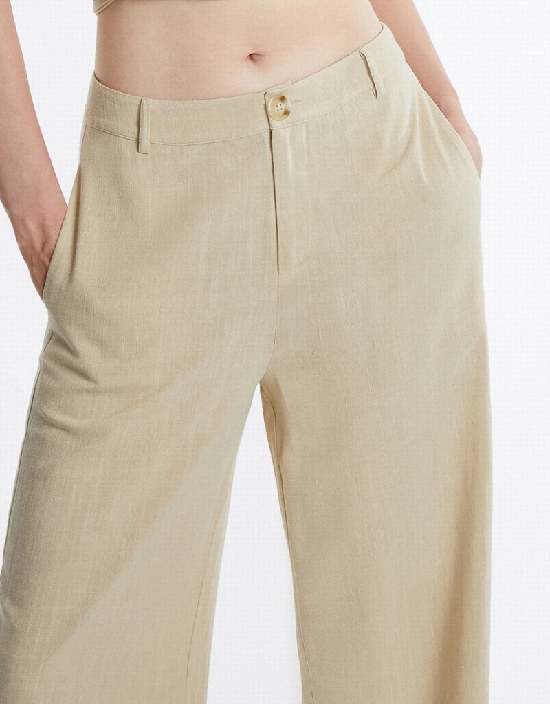 Yellow Women's Urban Revivo Straight Fit Pants | VCS8158OZ