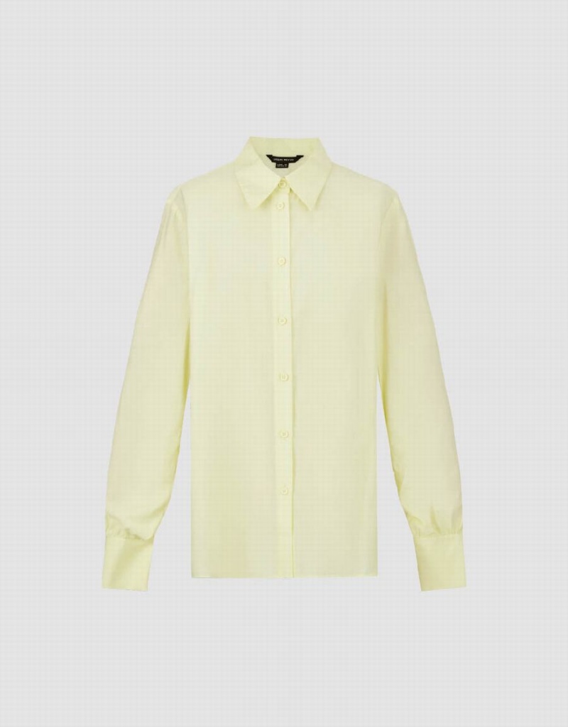 Yellow Women's Urban Revivo Straight Lapel Shirts | YRU452WU