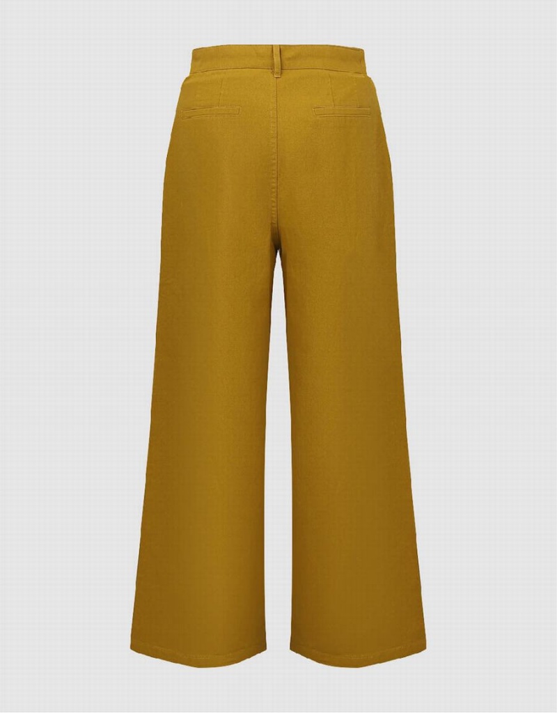 Yellow Women's Urban Revivo Straight Pants | ARF4861HM