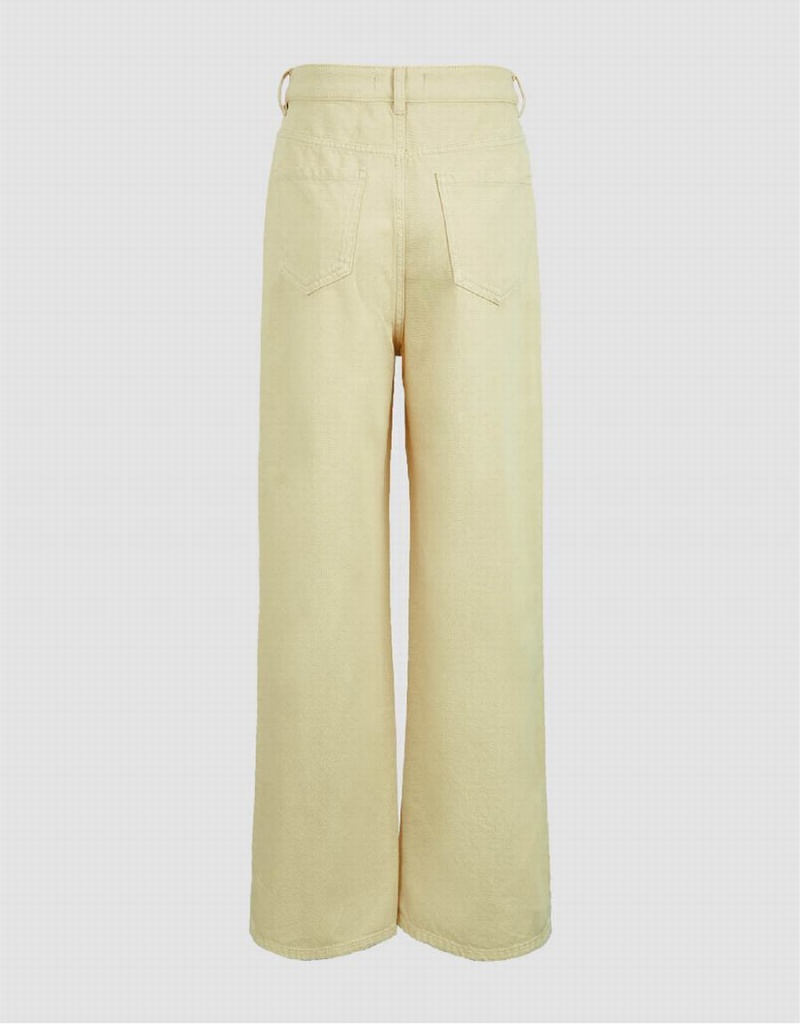 Yellow Women's Urban Revivo Wide-Leg Jeans | UXO2331MA